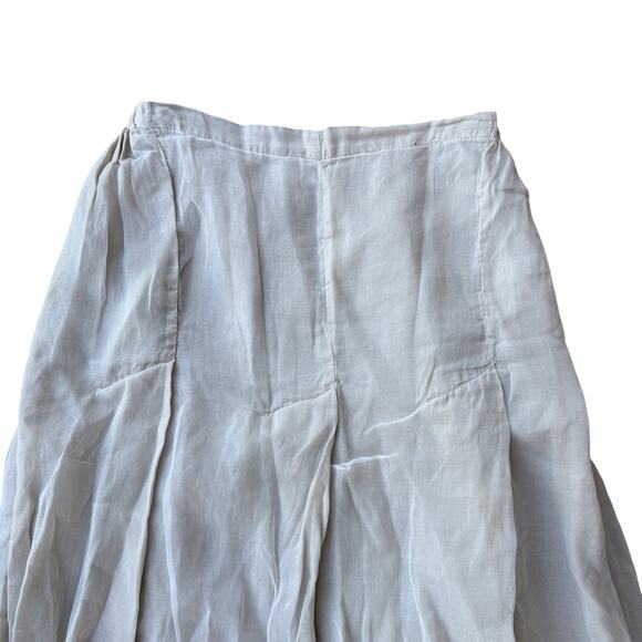 Krista Larson Off White Layered Linen Midi Skirt Size Medium - Picture 3 of 6